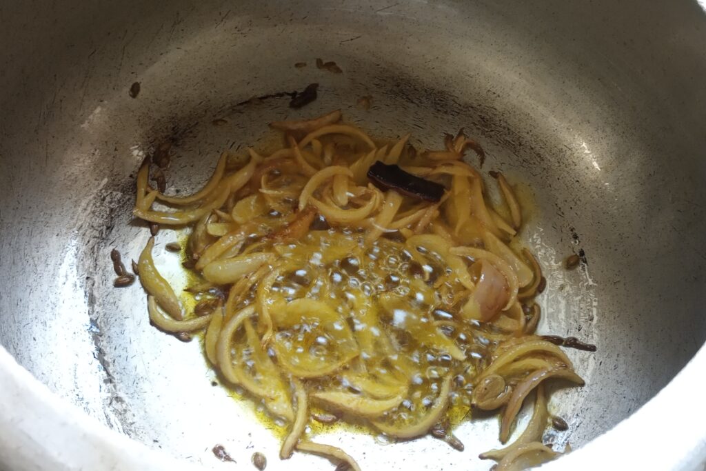 sauteing onions with spices