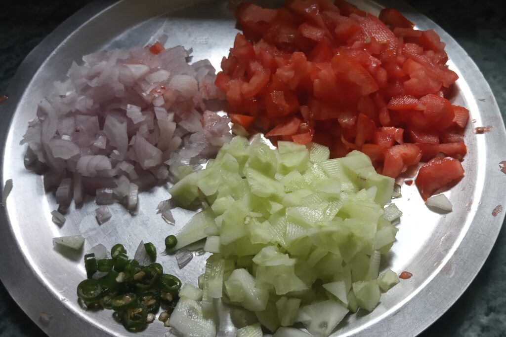 chopped vegetables in a plate