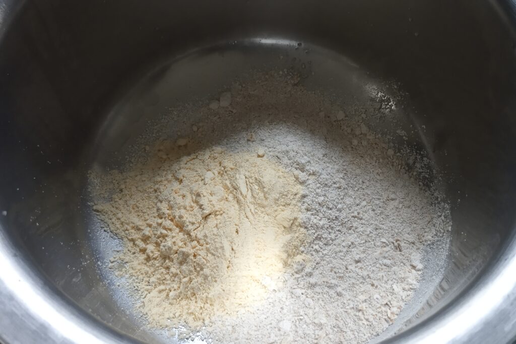 gram flour and oats powder in a bowl