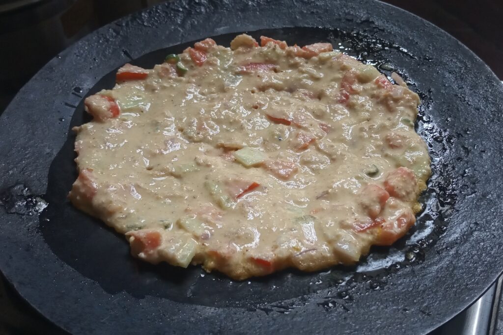 cooking oats chilla on medium heat