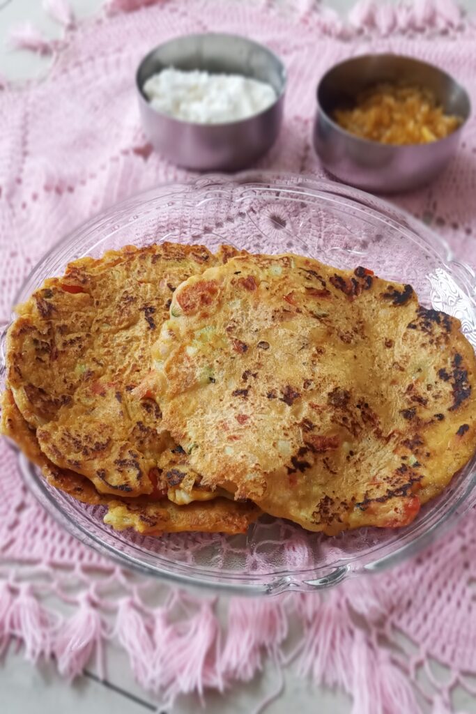 close up shot of savory oats chilla