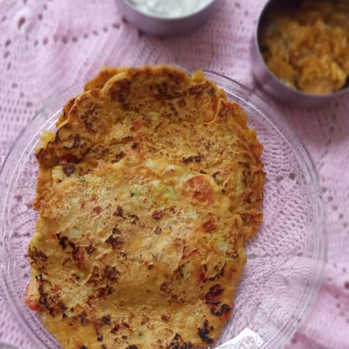 instant oats chilla with curd and chutney