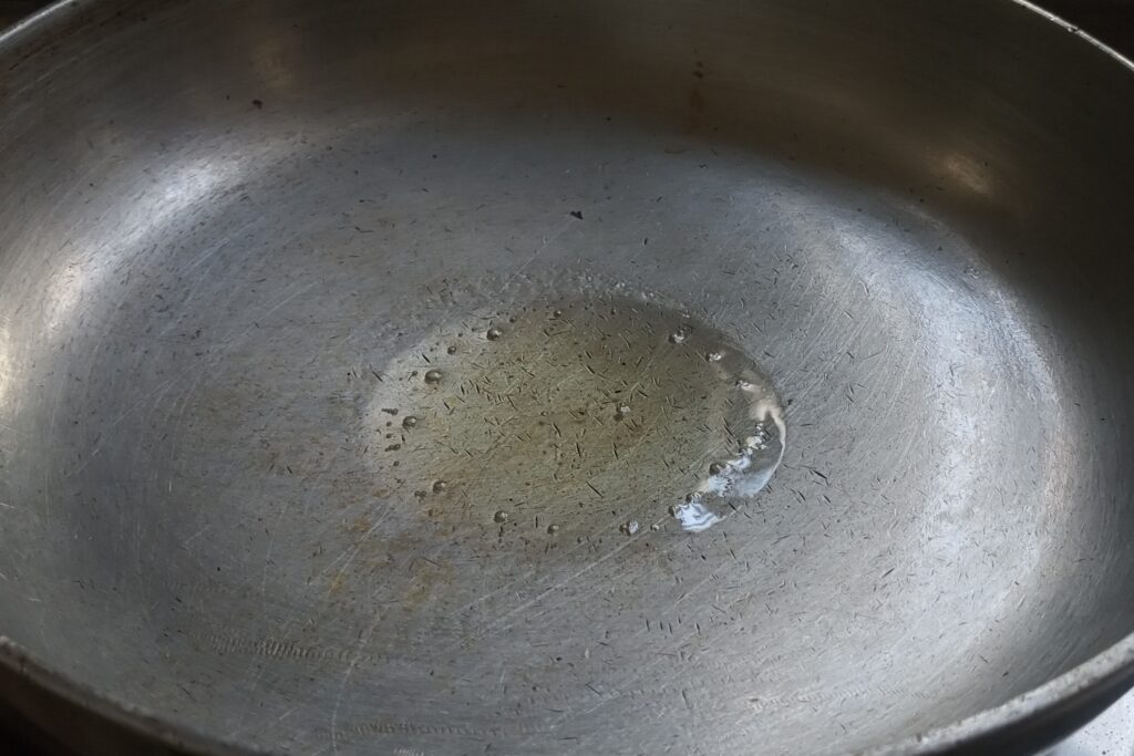 Heating ghee in a pan