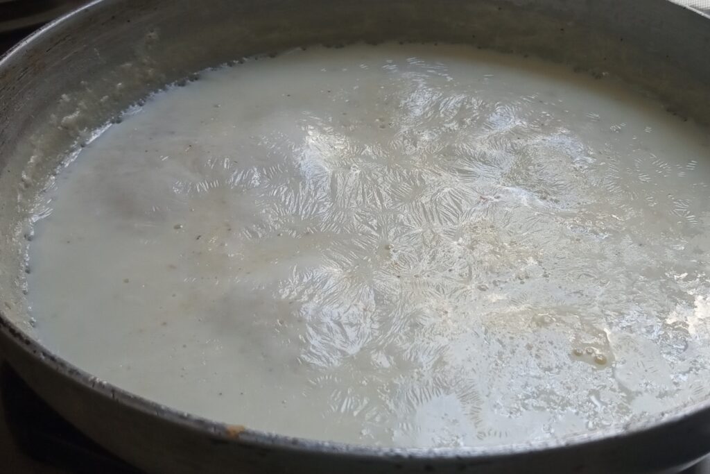 Simmering kheer on low heat