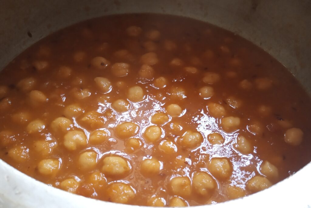 Chana masala is cooked