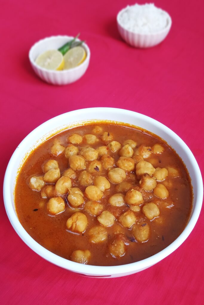 Chana masala served in a bowl