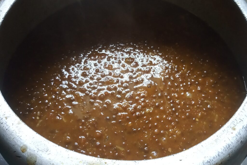 The sabut masoor dal is ready