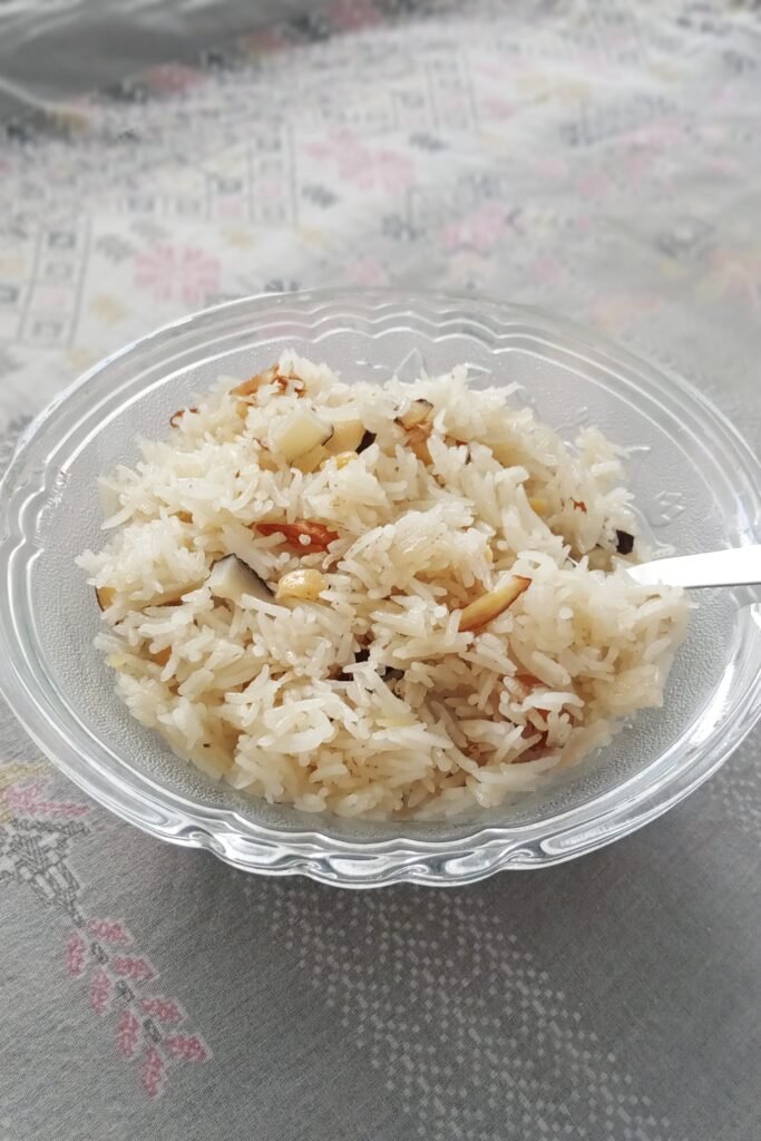 Sweet rice recipe served hot