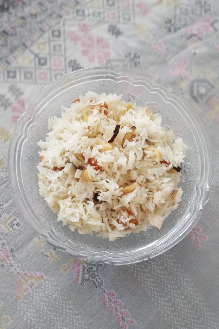 Sweet rice in a glass bowl