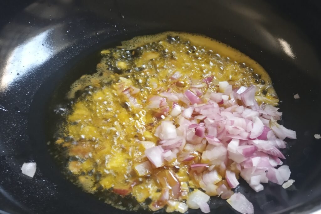 Adding chopped onion