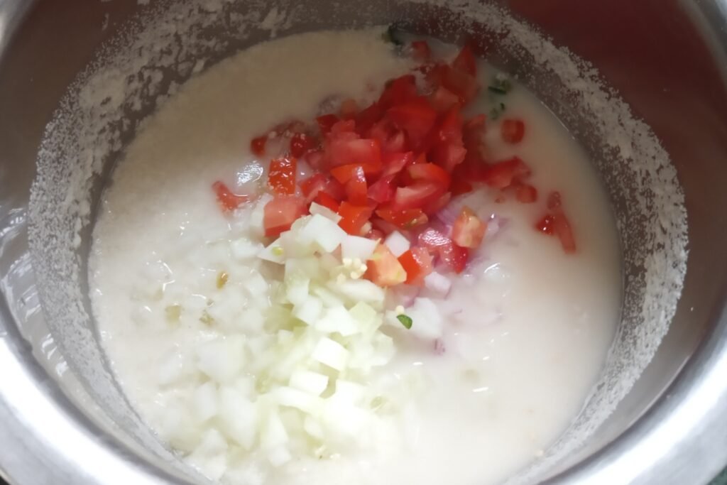 Adding vegetables and salt