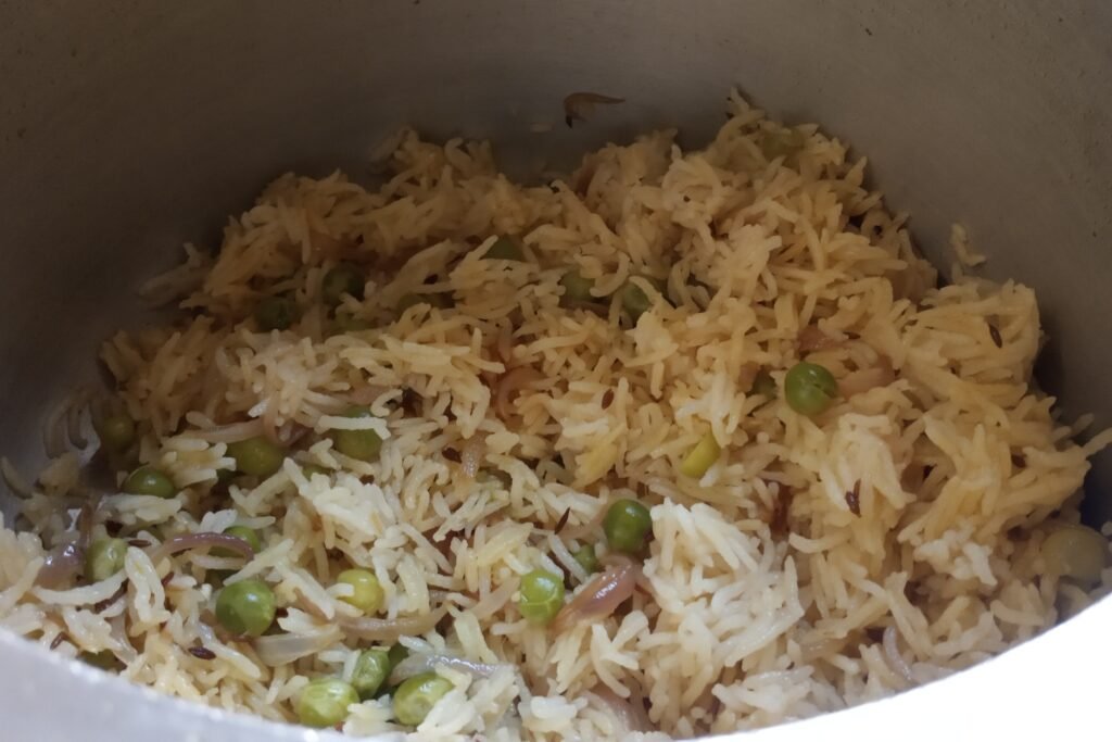 Cooked green peas pulao