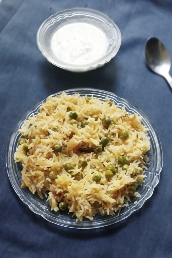 Close up shot of peas pulao