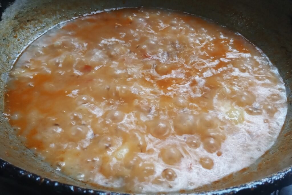 Simmering potato curry