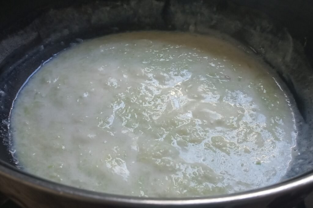 Simmering lauki with milk