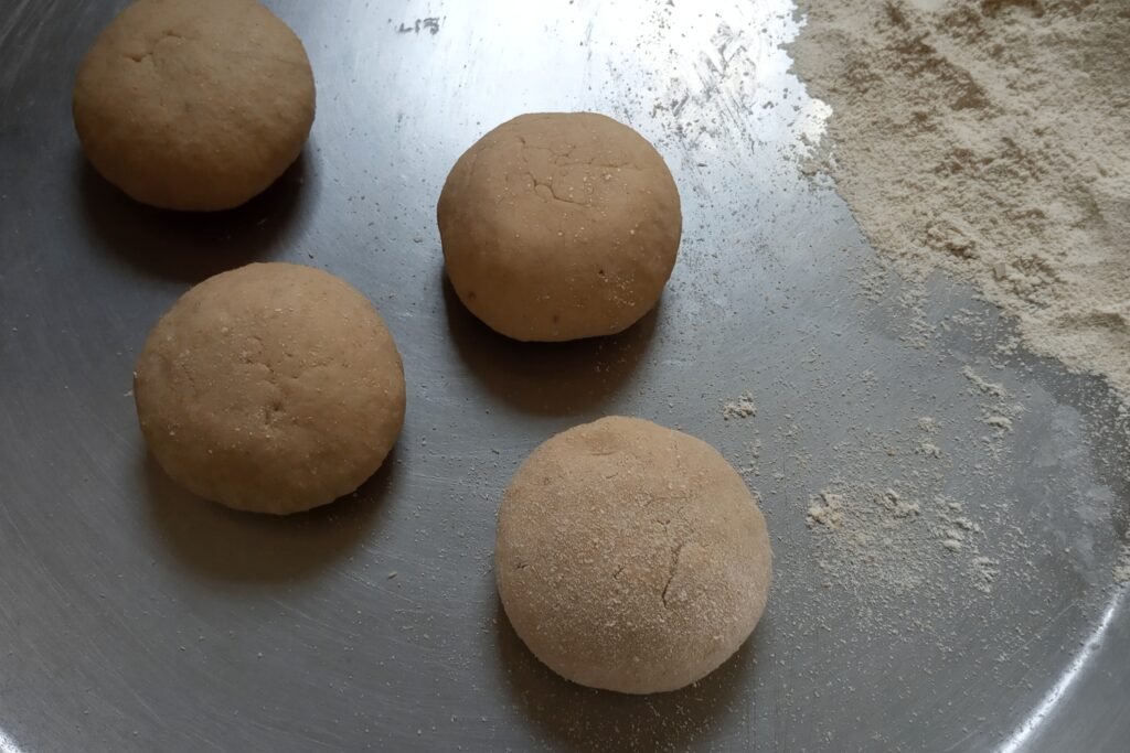 Dough balls with flour