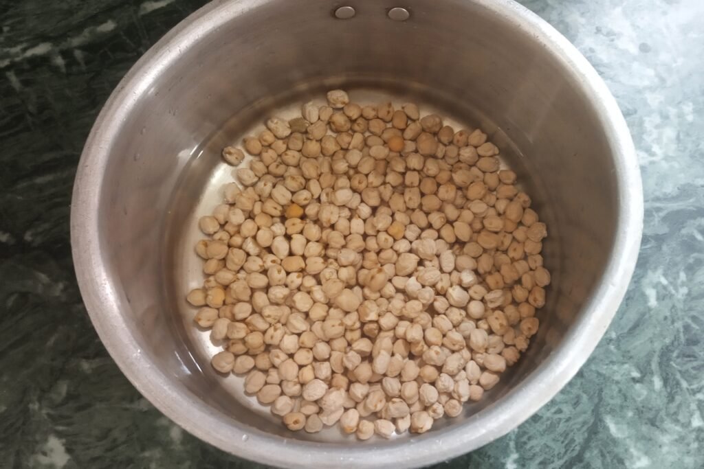 Raw chickpeas with water