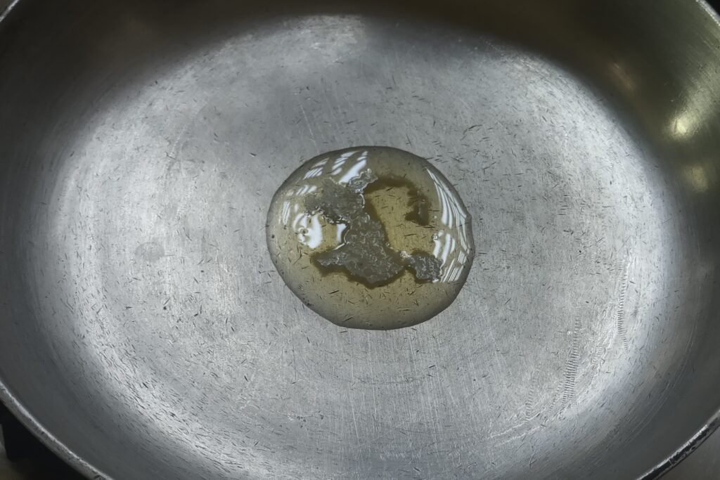 Heating ghee in a pan