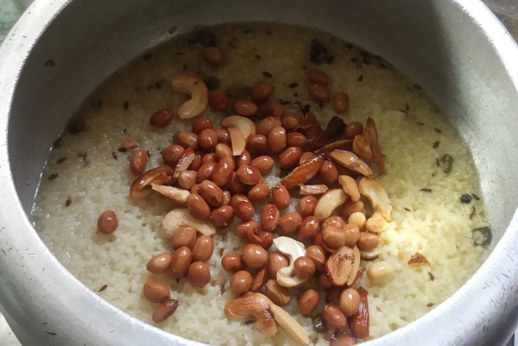 Adding roasted nuts